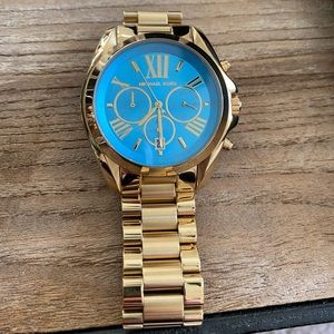 Michael Kors Women's MK5975 Bradshaw Turquoise Gold Steel Chronograph Watch